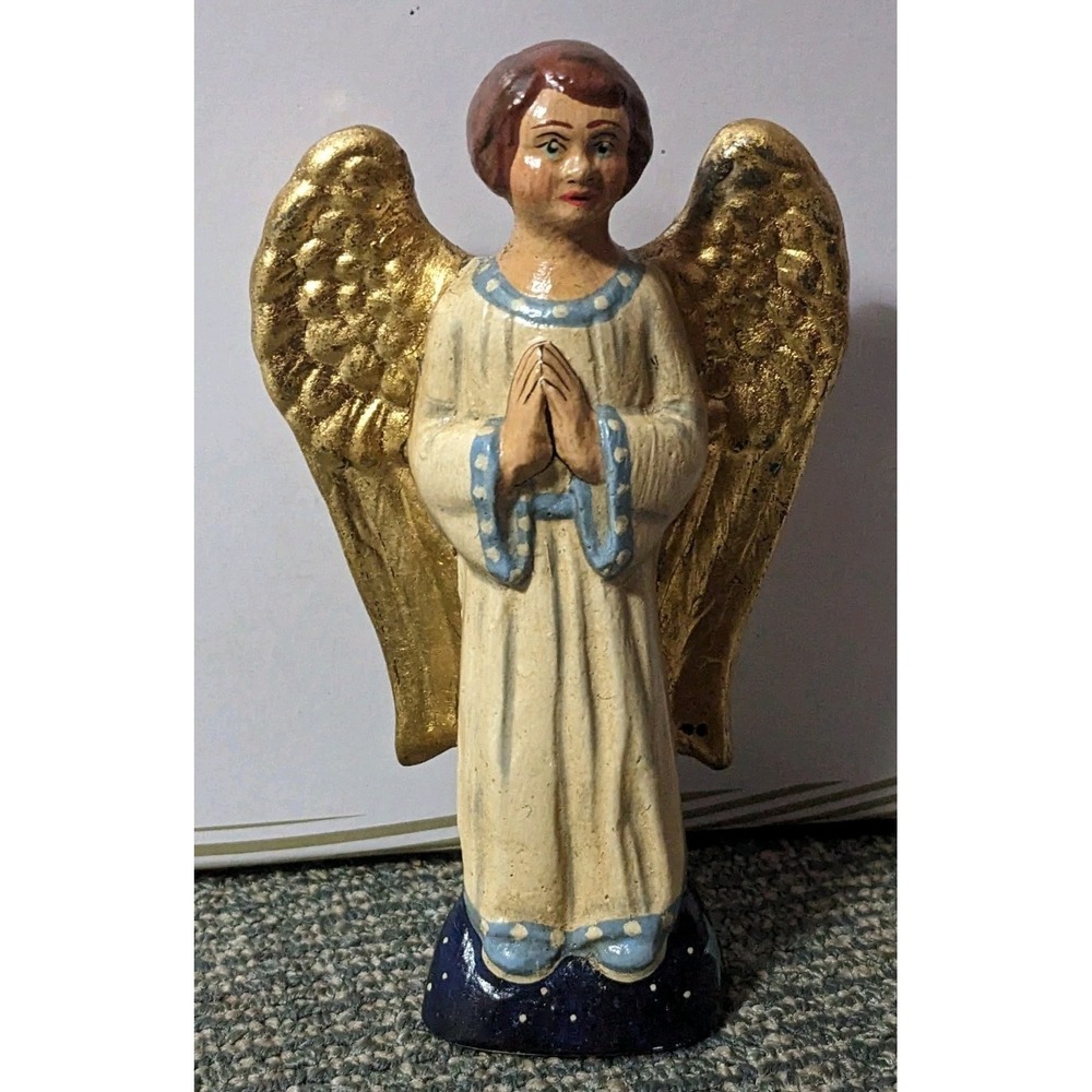 Vaillancourt Folk Art Chalkware Angel Stars Gown 2017 #173 11038 Gold Wings READ